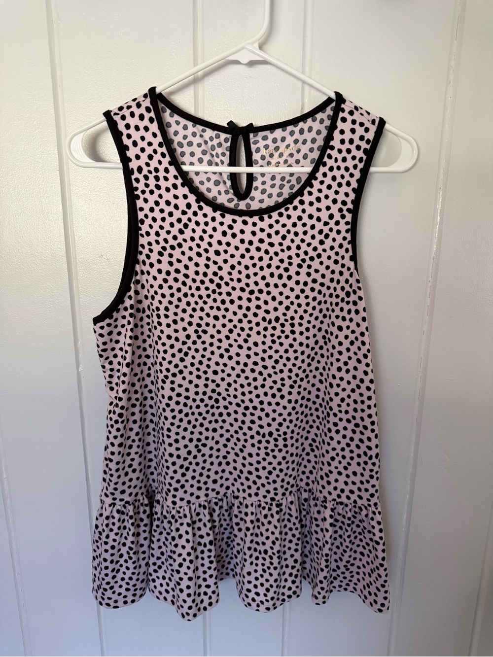 Kate Spade New York Pajama Tank Top Pink Black Polka Dots, Size small